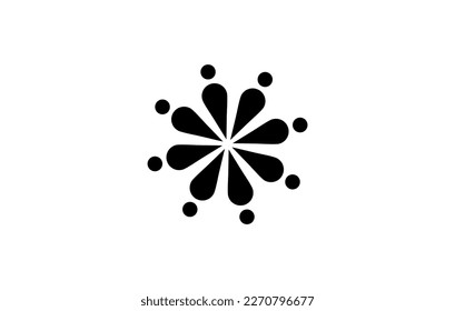 abstract flower icon logo vector illustration template design in black and white