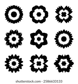 abstract flower icon set vector 