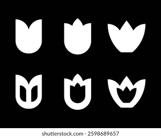 abstract flower icon set, vector 