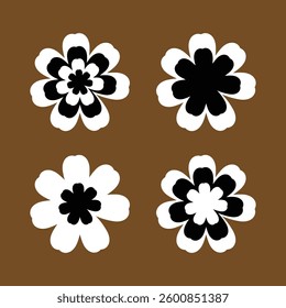 abstract flower icon set vector 
