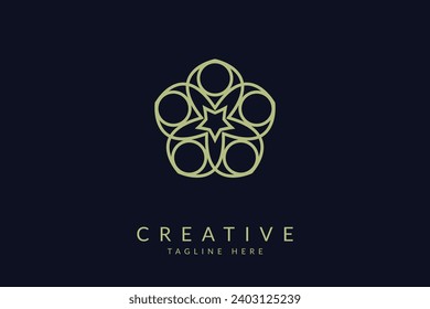 Ilustración abstracta del vector del icono de la flor. Logo de belleza. Icono de la boutique de joyas. 