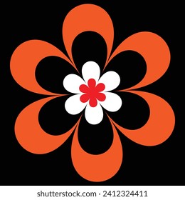 Abstract Flower icon. Vector illustration style is a flat iconic abstract flower symbol with black, orange, red,  color versions. Designed for web apps and software interfaces.

