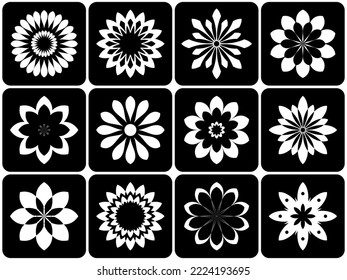 Abstract Flower Icons. Design Elements Set. Vector Art.