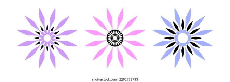 Abstract Flower Icons. Design Elements Set. Vector Art.