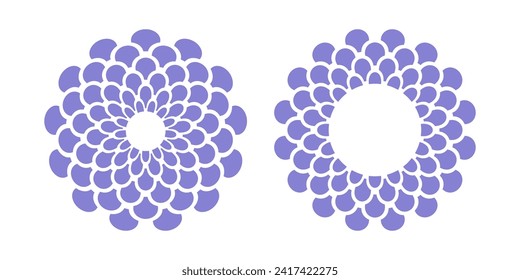 Iconos De Flores Abstractas. Patrones de círculo radial. Conjunto de elementos de diseño. Arte vector.