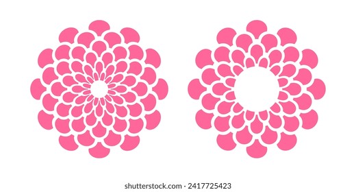 Abstract Flower Icons. Radial Circle Patterns. Design Elements Set. Vector Art.