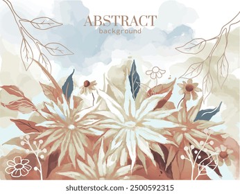 abstract flower illustration in semi watercolor style