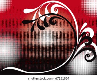 abstract flower Illustration vector red black grey