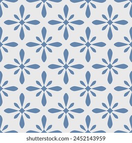 Abstract flower indigo. Floral and geometric pattern. Tile design, cute ceramic floral seamless decor vector illustration Vector background for design. Seamless Decorative.