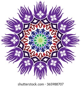 abstract flower isolated on white background. Ornamental round floral pattern.