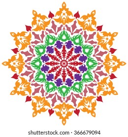 abstract flower isolated on white background. Ornamental round floral pattern.