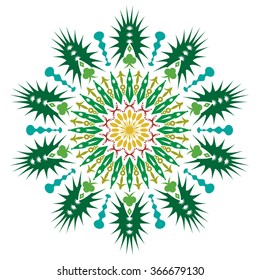abstract flower isolated on white background. Ornamental round floral pattern.