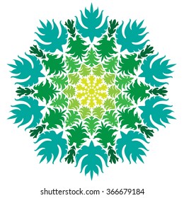 abstract flower isolated on white background. Ornamental round floral pattern.