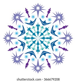 abstract flower isolated on white background. Ornamental round floral pattern.