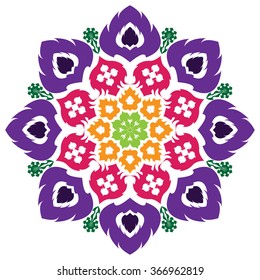 abstract flower isolated on white background. Ornamental round floral pattern.