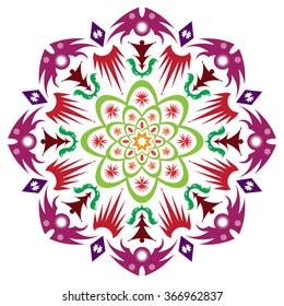 abstract flower isolated on white background. Ornamental round floral pattern.