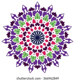 abstract flower isolated on white background. Ornamental round floral pattern.