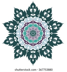 abstract flower isolated on white background. Ornamental round floral pattern.
