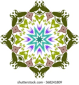 abstract flower isolated on white background. Ornamental round floral pattern.