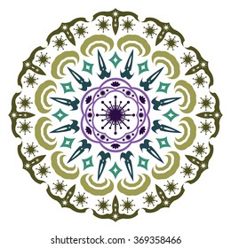 abstract flower isolated on white background. Ornamental round floral pattern.