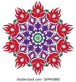 abstract flower isolated on white background. Ornamental round floral pattern.