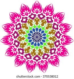 abstract flower isolated on white background. Ornamental round floral pattern.