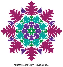 abstract flower isolated on white background. Ornamental round floral pattern.