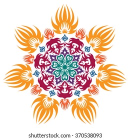 abstract flower isolated on white background. Ornamental round floral pattern.
