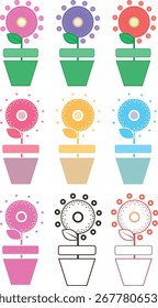 ABSTRACT FLOWER IN JAR - MINIMALIST IN LINES AND CIRCLES