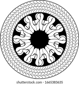 abstract flower in knotted circle in celtic style