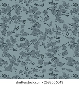 Abstraktes Blumen- und Blattdesign mit lebendigen Farben, organischen Formen und künstlerischen Texturen, perfekt für Stoffdruck, Modetextilien, Heimdekor und digitale Oberflächenmuster.