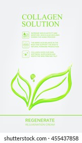 Abstract flower leaf in form of water drop. Skin care cosmetics for beauty skin. Organic cosmetic and skin care cream label template over white background. Vector illustration.