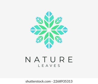 Abstract Flower Leaf Green Leaves Natural Plant Garden Oriental Decoration Icon Vector Logo Design