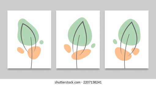 arte de la línea de flores abstracta de la línea de la pared verde decoración de la casa color de agua fondo del vector diseño papel tapiz