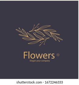 Abstract flower, leaf, plant design. Line creative symbol. Universal icon. Lotus sign. Simple logotype template for premium business. Vector illustration.