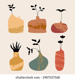 abstract flower and leaf in vase, abstract vase elements