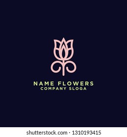 Abstract Flower leaf vector design. Linear style template. - Vector