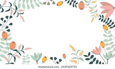 Abstract flower and leave background Vector design border beautiful frame