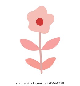 Abstract flower with leaves, colored, children's, cartoon, Vector, isolated on a white background