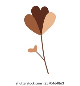 Abstract flower with leaves, colored, children's, cartoon, Vector, isolated on a white background