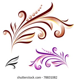 Abstract flower with leaves of different colors. Nice design elements for your best creative ideas.