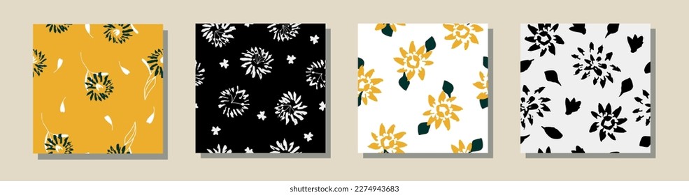Flor abstracta con hojas sin costura. 