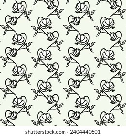 Abstrakte Blume und Blätter nahtlose Muster für Gewebe, Textilien., Tapete, Scrapie. Vektorhintergrund mit handgezeichneten, doodlen Blumenelementen.