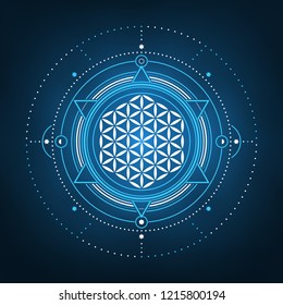 Abstract flower of life design - geometric spiritual formation illustration