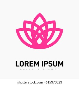 Abstract Flower Lily logo vector line icon