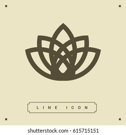 Abstract Flower Lily logo vector line icon