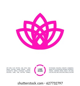 Abstract Flower Lily logo vector line icon