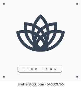Abstract Flower Lily logo vector line icon