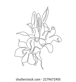 Abstract Flower Lily one line art drawing singulart aesthetic minimalist vector Isolated white background, Perfect for print, wall decor, phone case, shirt, sticker, pillow, acrylic, border, wallpaper