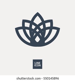 Abstract Flower Lily vector line icon. Creative infinite looped shape Luxury Fashion logotype concept icon. lily logo